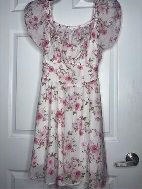 Blu Pepper Pink & White Floral Backless Dress